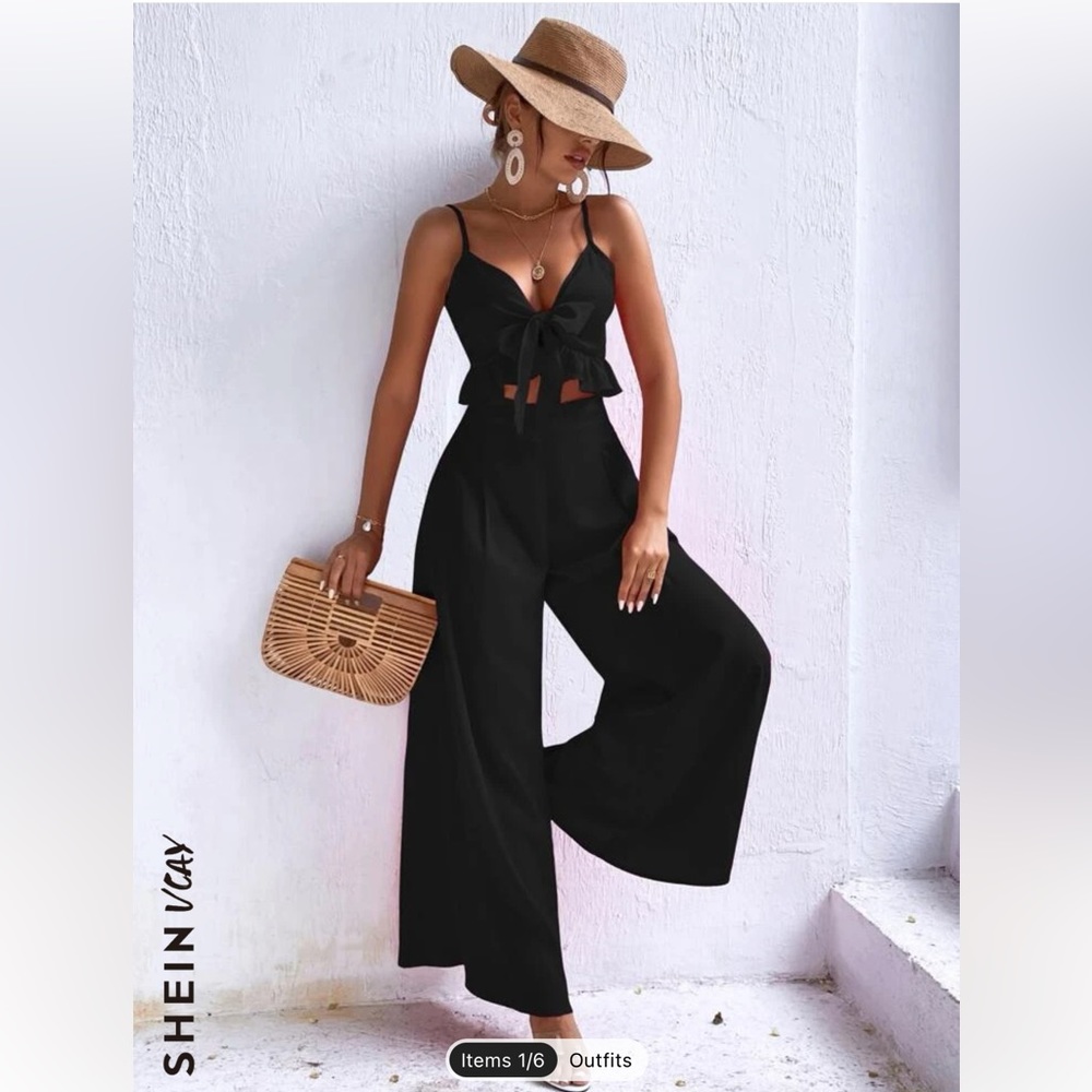 Black front tie top